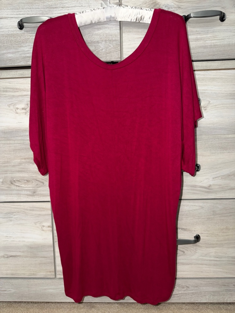 Women's V-Neck Tunic Top in Raspberry - Picture 4 of 7